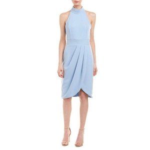 Issue New York Tulip Hem High Neck Knee Length Mini Dress Blue Size M NWT